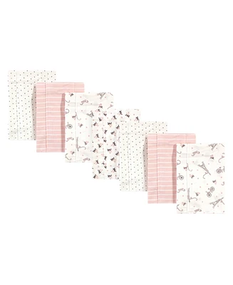 Hudson Baby Baby Girls Paris Flannel Burp Cloths, Pack of 7