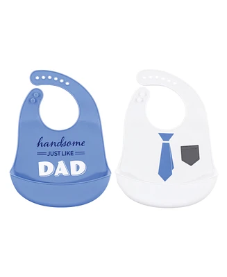 Hudson Baby Infant Boy Silicone Bibs 2pk, Handsome Just Like Dad, One Size