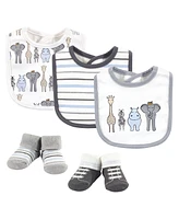 Hudson Baby Infant Boy Cotton Bib and Sock Set 5pk, Sushi, One Size