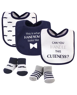 Hudson Baby Boys Bib and Sock Set, Pack of 5