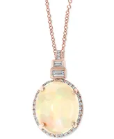 Effy Opal (3-1/6 ct. t.w.) & Diamond (1/6 ct. t.w.) 18" Pendant Necklace in 14k Rose Gold
