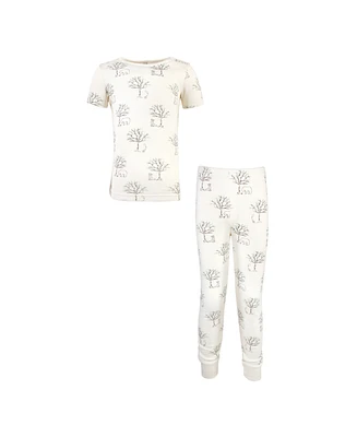 Touched by Nature Little Boys Toddler/Child Unisex Organic Cotton Tight-Fit Pajama Set, Birch Trees