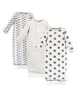 Touched by Nature Baby Girls and Boys Hedgehog Henley Gowns, Pack of 3