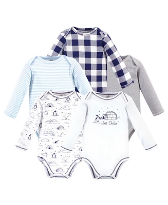 Touched by Nature Organic Cotton Long-Sleeve Bodysuits 5pk, Arctic, 18-24 Months