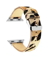 Posh Tech Men's and Women's Apple Leopard Colored Hair Leather Replacement Band 44mm