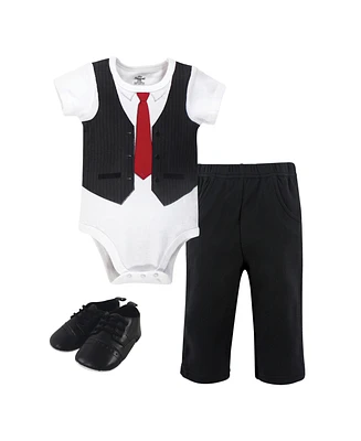 Little Treasure Baby Boys Bodysuit, Pant and Shoe Set