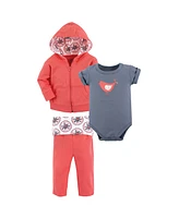 Yoga Sprout Baby Girls Cotton Hoodie, Bodysuit or Tee Top, and Pant, Bloom