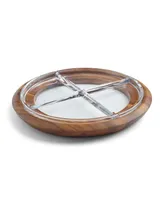 Nambe Cooper 13.75" Wood and Glass Crudite Tray