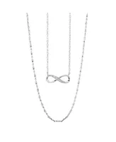 Unwritten Silver Plated Clear Cubic Zirconia Infinity Duo Necklace with Studded Second Chain