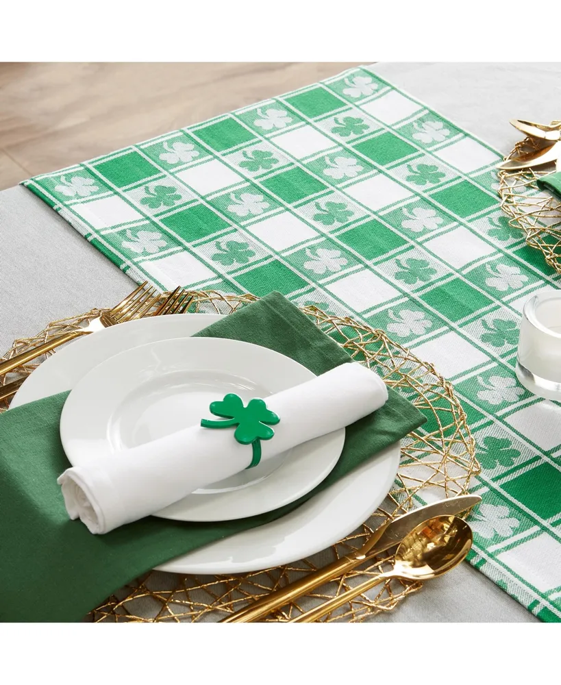 Design Imports Shamrock Woven Check Table Runner