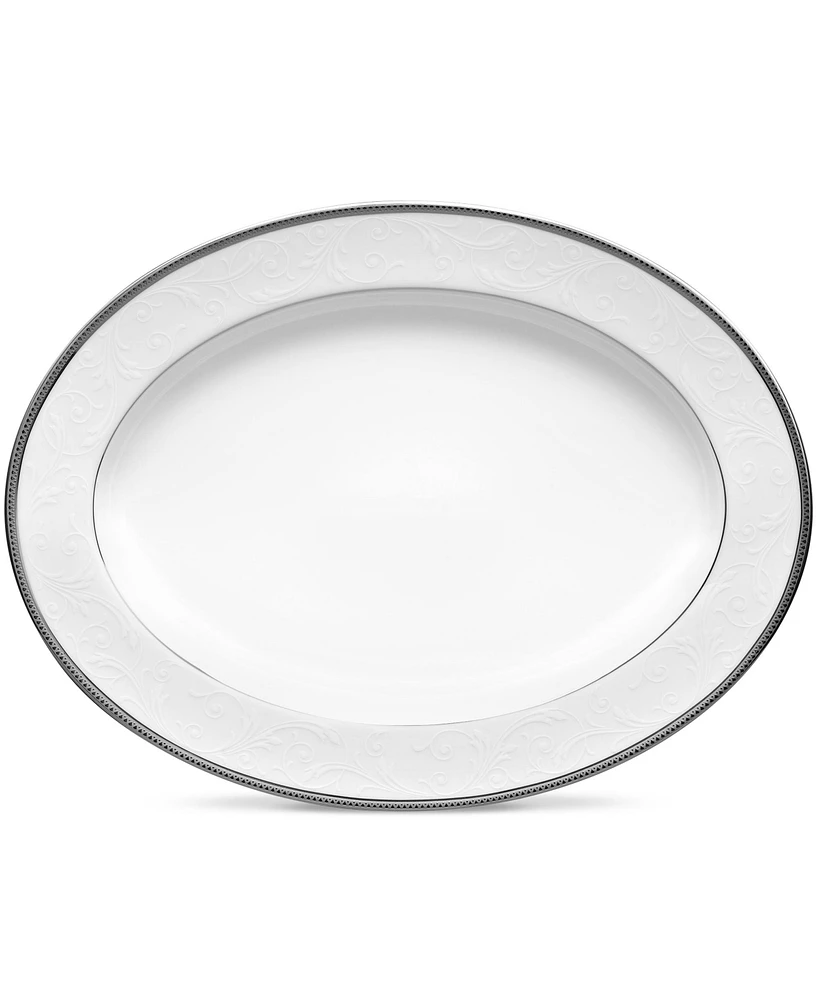 Noritake Regina Platinum Medium Oval Platter 14"