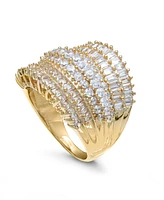 Cubic Zirconia Multi Row Princess, Baguette & Pave Band (4-1/5 ct. t.w.) Sterling Silver or 18k Gold over