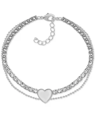 And Now This Crystal & Heart Double Row Ankle Bracelet