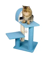 Armarkat Sky Blue 29" Real Wood Cat Tree With Scratcher And Tunnel For Squeeze, Snoozing And Hiding, B2903