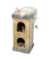 Armarkat Double Condo Real Wood Cat House With Scratching Carpet