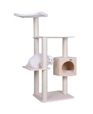 Armarkat 54" Real Wood Premium Scots Pine, 3-Level Cat Tree With Perch & Condo