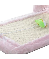 Armarkat Rolling Real Wood Cat Scratcher Toy with Sisal Scratching Board for Training - Pink