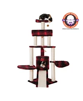 Armarkat B5806 Classic Real Wood Cat Tree With Multiple Features, Jackson Galaxy Approved, Four Levels With Rope, Basket, Ramp, Perch, and Condo