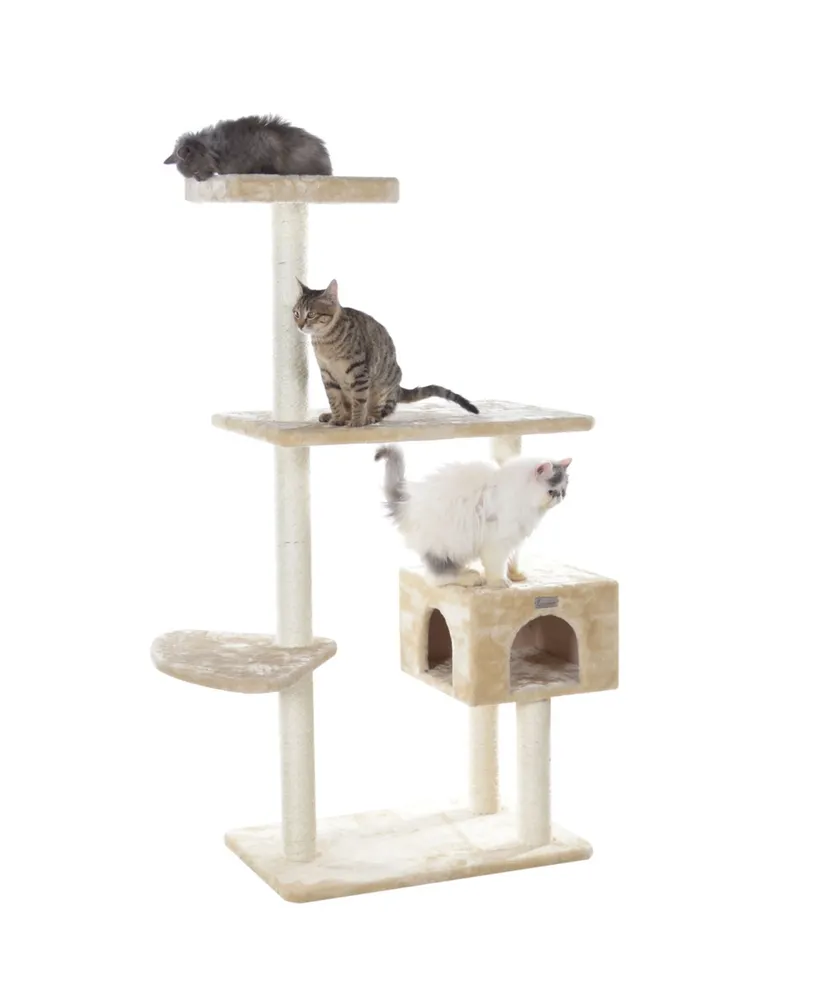 GleePet 57-Inch Real Wood Cat Tree With Perch & Playhouse