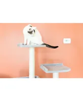 GleePet GP78571022 57-Inch Real Wood Cat Tree In Silver Gray With Two-Door Condo