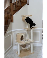 Armarkat 62-inch Real Wood Cat Tree with Scratch Posts, Hammock, and Sisal Rope for Cats and Kittens