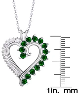 Simulated Rounds and Cubic Zirconia Baguettes Heart Pendant Necklace