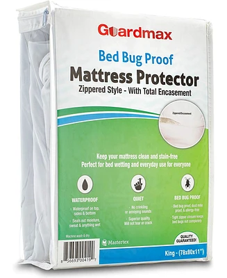 Guardmax Waterproof Zippered Mattress Encasement -King Size (11-13 Deep) - White