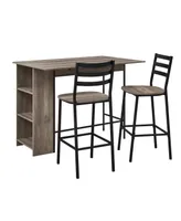 Walker Edison 3 Piece Drop Leaf Counter Table Set