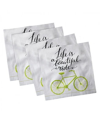 Ambesonne Bicycle Set of 4 Napkins, 12" x 12"
