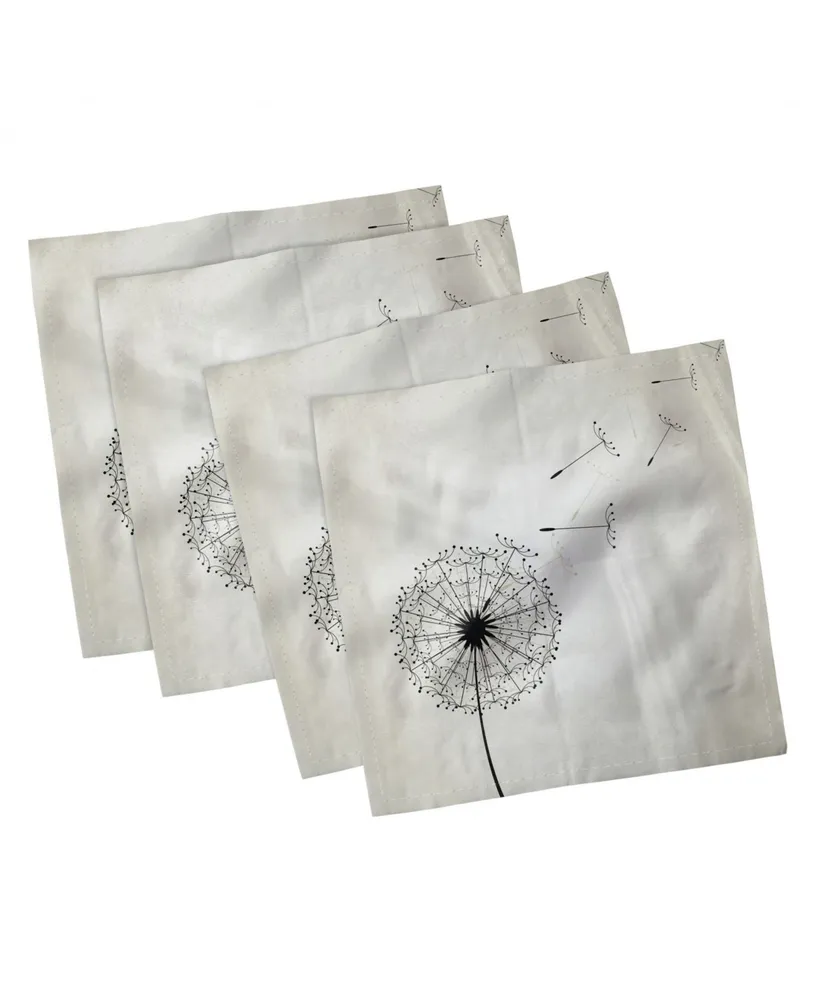 Ambesonne Dandelion Set of 4 Napkins, 12" x 12"