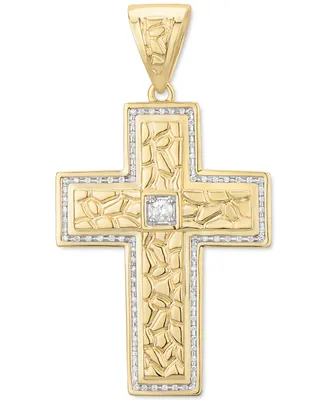 Diamond Textured Cross Pendant (1/2 ct. t.w.) in 10k Gold