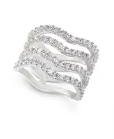 Silver-Tone Crystal Wavy Multi-Row Ring, Created for Macy's