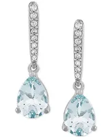 Aquamarine (1-1/5 ct. t.w.) & Diamond (1/10 ct. t.w.) Drop Earrings in 14k White Gold