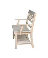 International Concepts Double X-Back Bench with Arms and Shelf