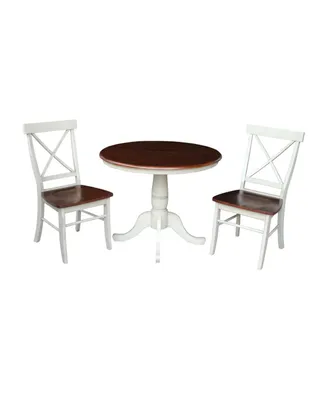 International Concepts 36" Round Extension Dining Table with 2 -Back Chairs