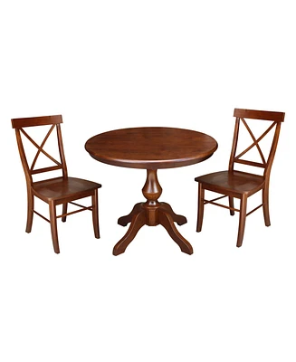 International Concepts 36" Round Top Pedestal Table with 2 Chairs