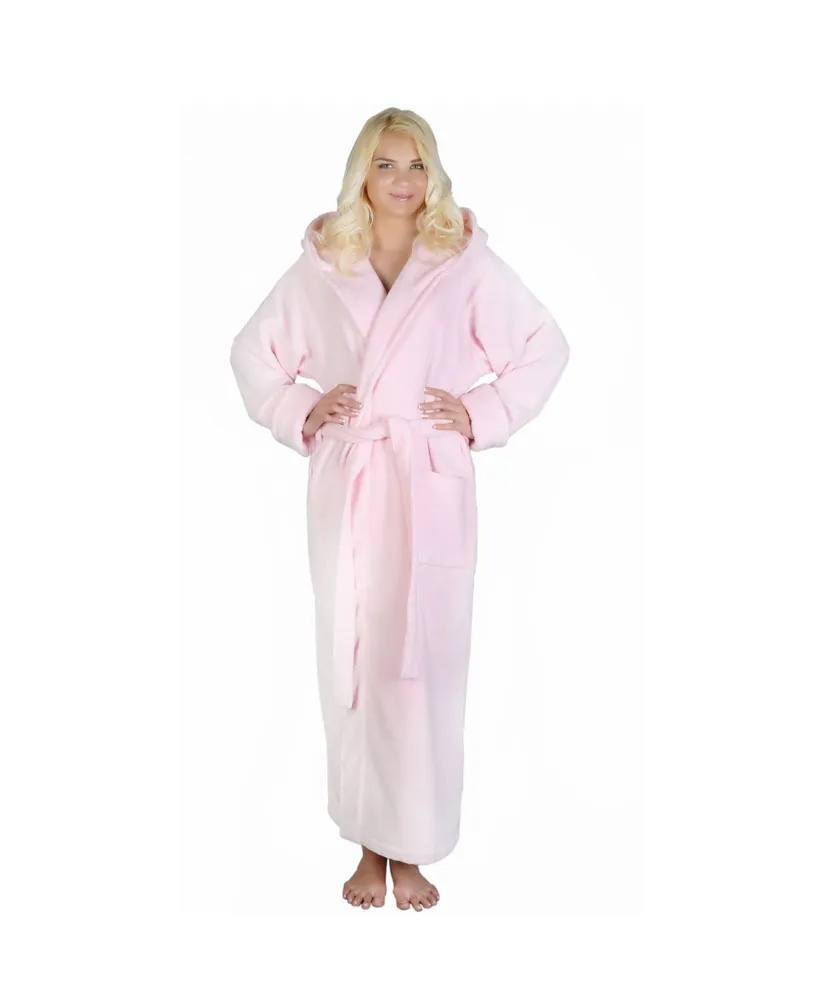 Arus Women's Ankle Length Hooded Low Twist Soft Turkish Cotton Bathrobe