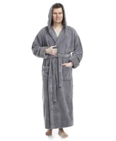 Arus Men's Soft Fleece Robe, Ankle Length Hooded Turkish Bathrobe