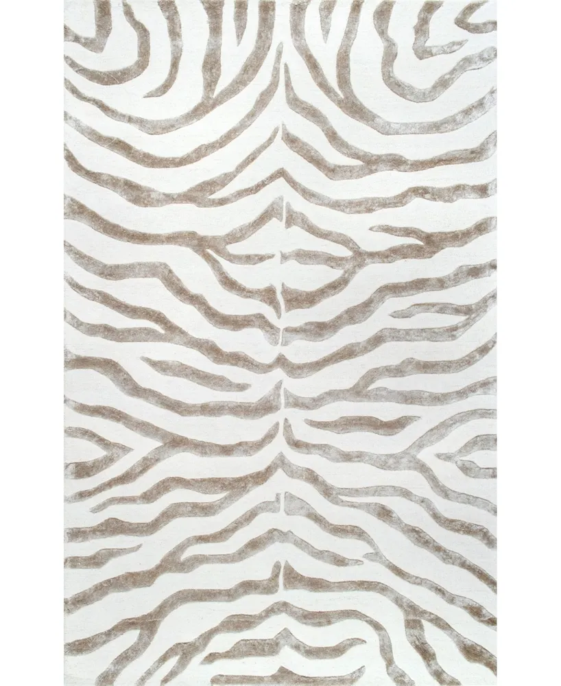 nuLoom Feral Hand Tufted Plush Zebra Gray 4' x 6' Area Rug