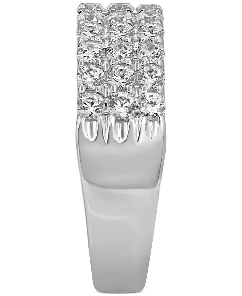 Diamond Triple Row Band (1 ct. t.w.) in 14k White Gold