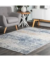 nuLoom Terra Wilde Tribal Distressed Blue 8' x 10' Area Rug