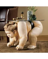 Design Toscano Basho the Sumo Wrestler Sculpture Glass-Topped Table