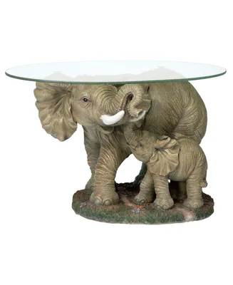 Design Toscano Elephant's Majesty Glass-Topped Cocktail Table