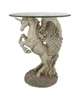 Design Toscano Mystical Winged Unicorn Sculptural Glass-Topped Table