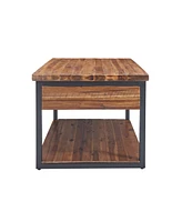 Alaterre Furniture Claremont Rustic Wood Coffee Table with Low Shelf