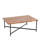 Alaterre Furniture Rivers Edge Acacia Wood and Acrylic Coffee Table