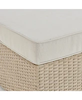 Alaterre Furniture Canaan All-Weather Wicker Outdoor Square Ottoman with Cushion
