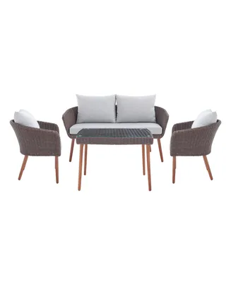 Alaterre Furniture Athens All-Weather Wicker Outdoor Conversation Set with Cocktail Table Set