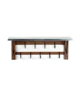 Alaterre Furniture Millwork Wood and Zinc Metal Bench with Open Coat Hook Shelf