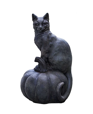 Campania International Cat on Pumpkin Garden Statue